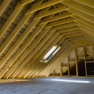 Attic space in newly built house