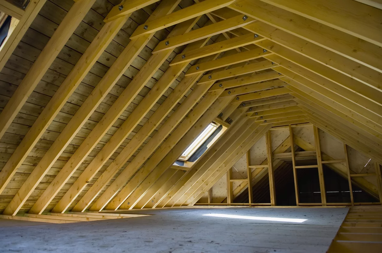 Attic space in newly built house